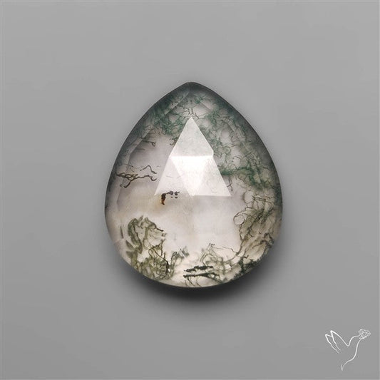 Rose Cut Clear Quartz & Green Moss Agate Doublets