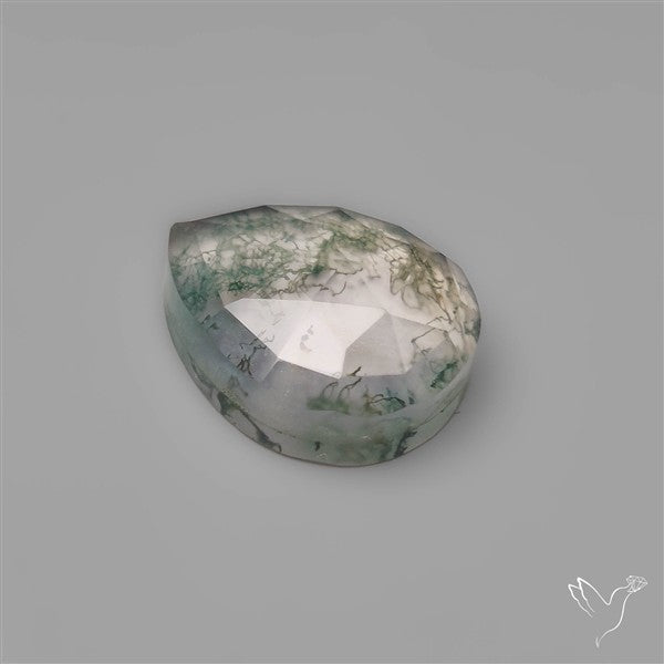 Rose Cut Clear Quartz & Green Moss Agate Doublets