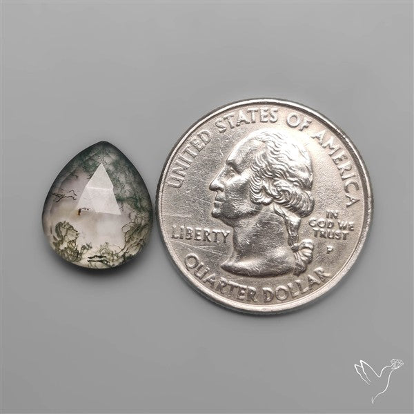Rose Cut Clear Quartz & Green Moss Agate Doublets