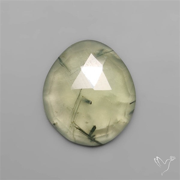 Rose Cut Black Tourmalinated Prehnite