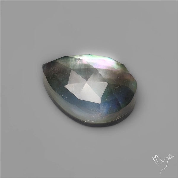 Rose Cut Himalayan Quartz With Black Mother Of Pearl Doublet
