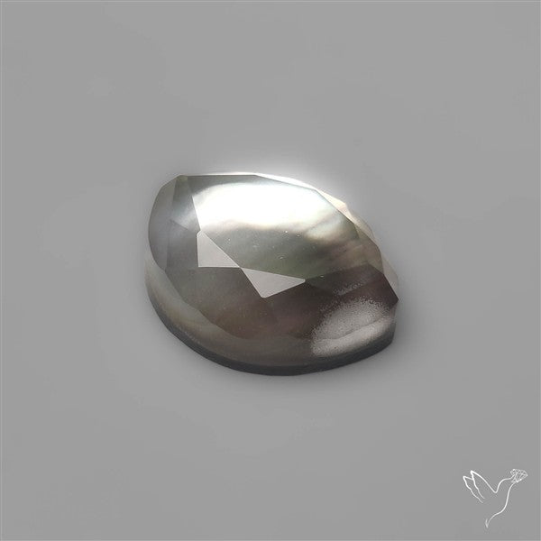 Rose Cut Faceted Himalayan Quartz With Black Mother Of Pearl Doublet