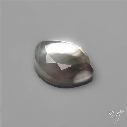 Rose Cut Faceted Himalayan Quartz With Black Mother Of Pearl Doublet