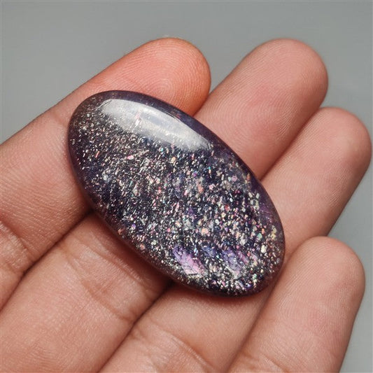 Bloodshot Iolite Sunstone Cabochon with Confetti