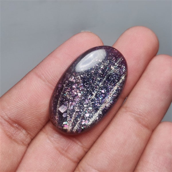 Bloodshot Iolite Sunstone Cabochon with Confetti
