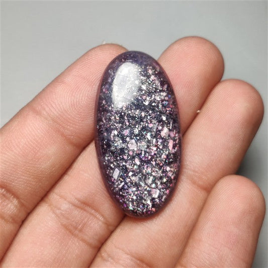 Bloodshot Iolite Sunstone Cabochon with Confetti
