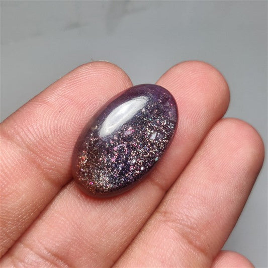 Bloodshot Iolite Sunstone Cabochon with Confetti