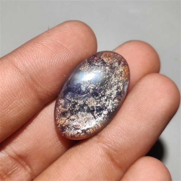 Bloodshot Iolite Sunstone Cabochon with Confetti