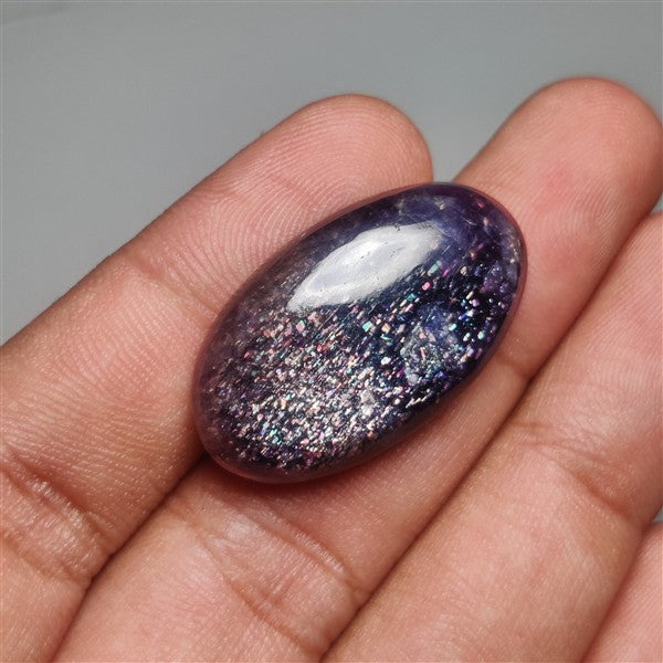 Bloodshot Iolite Sunstone Cabochon with Confetti