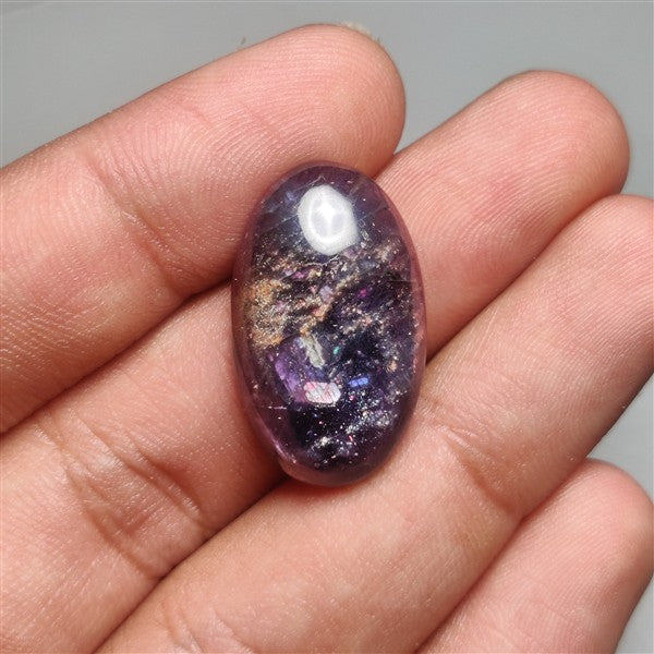 Bloodshot Iolite Sunstone Cabochon with Confetti