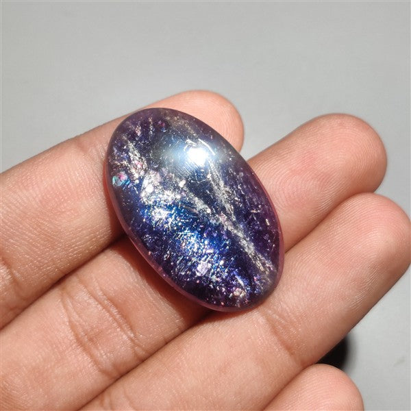Bloodshot Iolite Sunstone Cabochon with Confetti