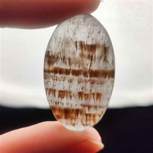Cacoxenite in Quartz Cabochon