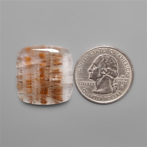 Cacoxenite in Quartz Cabochon