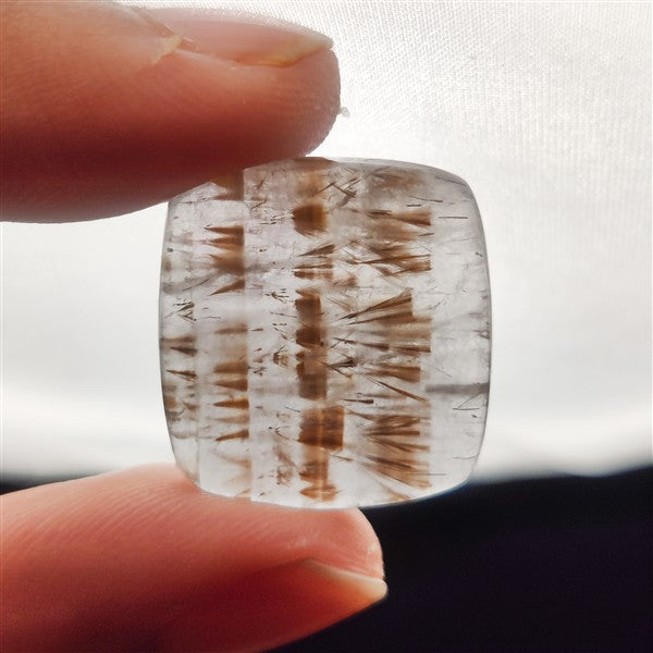 Cacoxenite in Quartz Cabochon