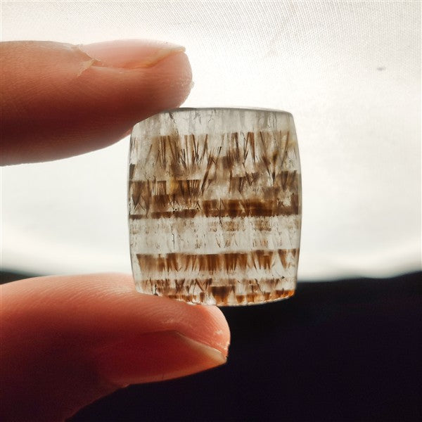 Cacoxenite in Quartz Cabochon