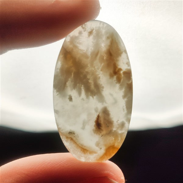 Stinking Water White Plume Agate Cabochon