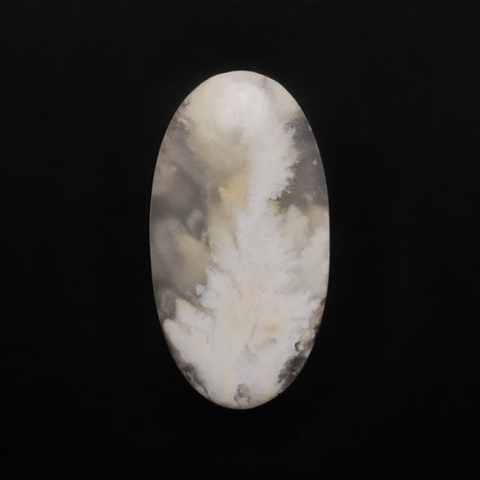 Stinking Water White Plume Agate Cabochon