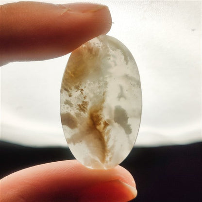 Stinking Water White Plume Agate Cabochon