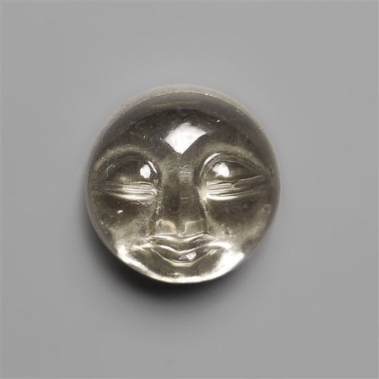Pyrite with Clear Quartz Moonface Carving (handcarved) Doublet