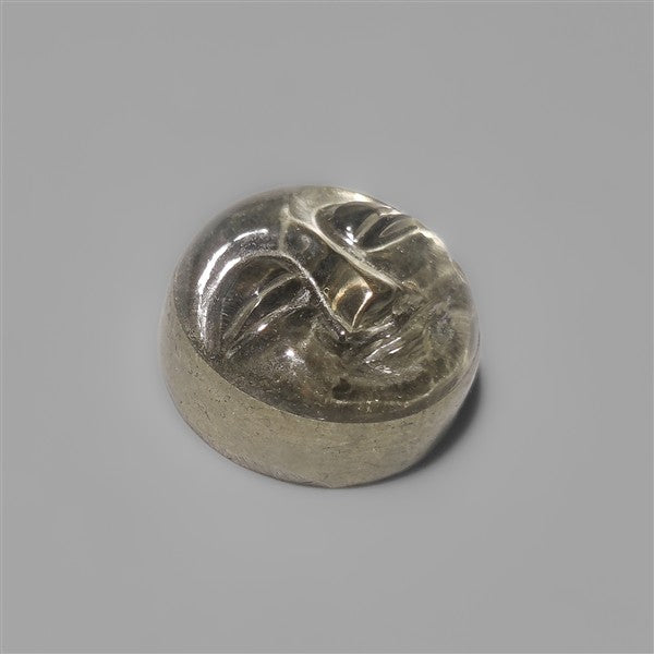 Pyrite with Clear Quartz Moonface Carving (handcarved) Doublet