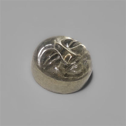 Pyrite with Clear Quartz Moonface Carving (handcarved) Doublet