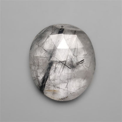 Rose Cut Black Tourmalinated Quartz Cabochon