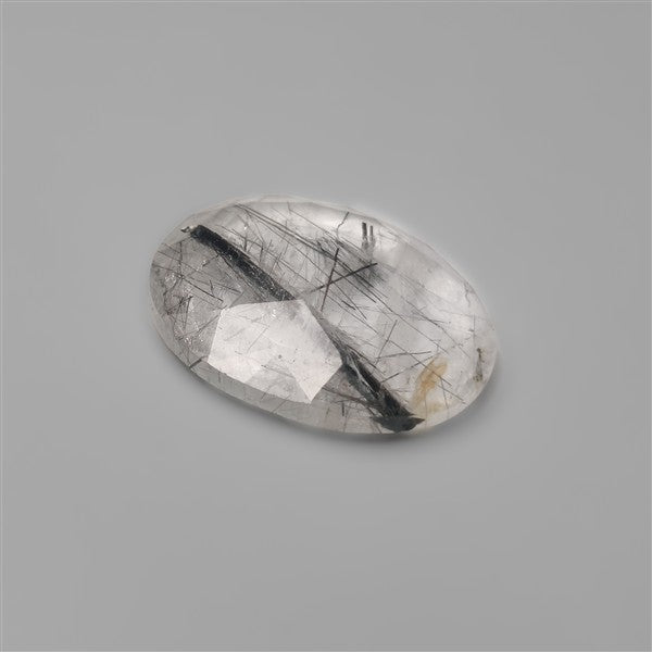 Rose Cut Black Tourmalinated Quartz Cabochon