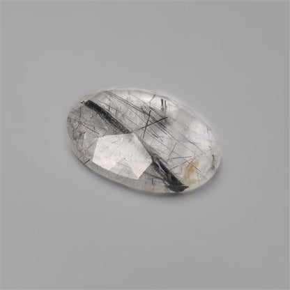 Rose Cut Black Tourmalinated Quartz Cabochon