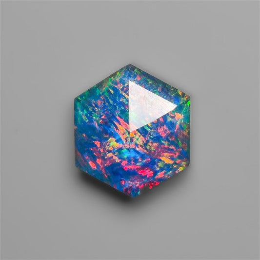 Rose Cut Clear Quartz & Aurora Opal Doublet Hexagon