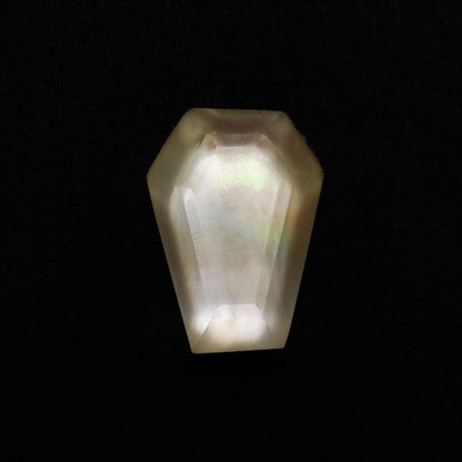 Rose Cut Quartz With Mother Of Pearl Doublet Coffin Carving