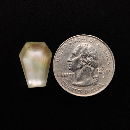 Rose Cut Quartz With Mother Of Pearl Doublet Coffin Carving