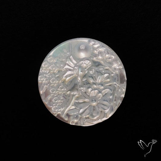 Mother Of Pearl Mughal Carving Natural Angel Garden