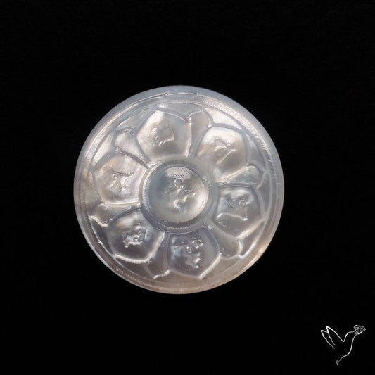 Lotus with Tibetan Mantra Mother Of Pearl Carving