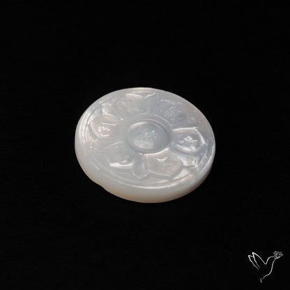 Lotus with Tibetan Mantra Mother Of Pearl Carving