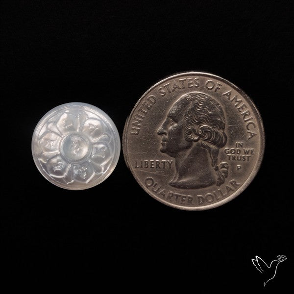 Lotus with Tibetan Mantra Mother Of Pearl Carving