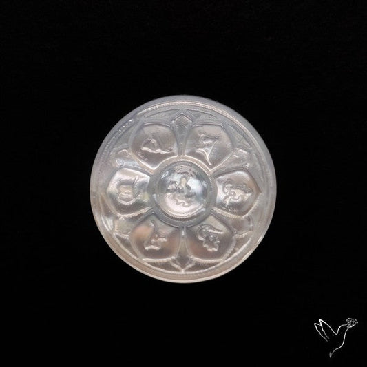 Lotus with Tibetan Mantra Mother Of Pearl Carving