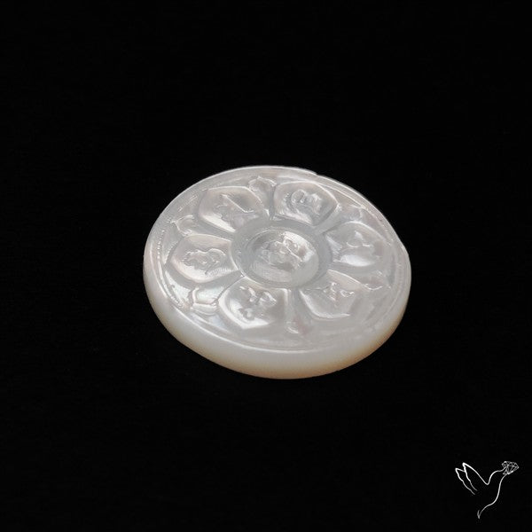 Lotus with Tibetan Mantra Mother Of Pearl Carving