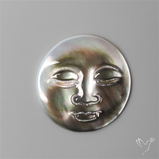 Black Mother Of Pearl Moonface Carving