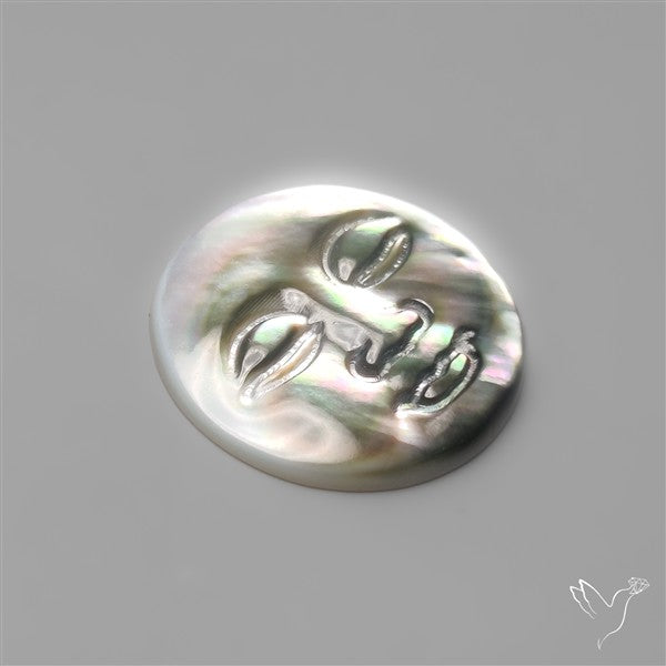 Black Mother Of Pearl Moonface Carving
