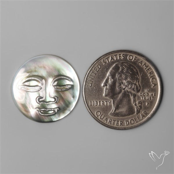 Black Mother Of Pearl Moonface Carving