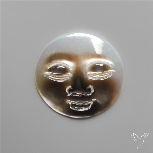 Black Mother Of Pearl Moonface Carving