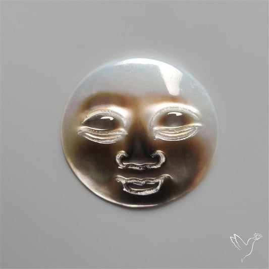 Black Mother Of Pearl Moonface Carving