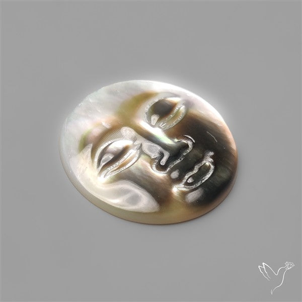 Black Mother Of Pearl Moonface Carving