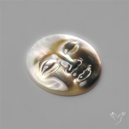 Black Mother Of Pearl Moonface Carving