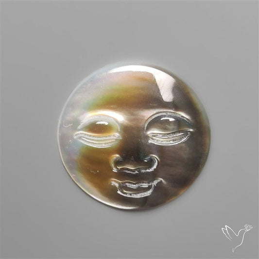 Black Mother Of Pearl Moonface Carving