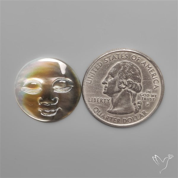 Black Mother Of Pearl Moonface Carving