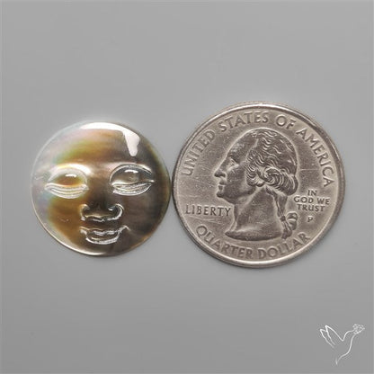 Black Mother Of Pearl Moonface Carving