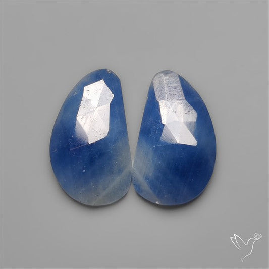 Rose Cut Blue Sapphire Pair