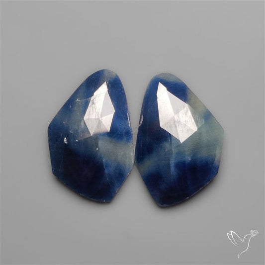 Rose Cut Blue Sapphire Pair