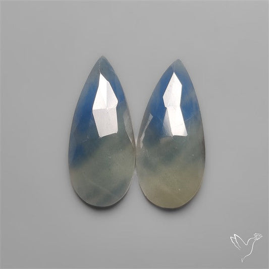 Rose Cut Blue Sapphire Pair